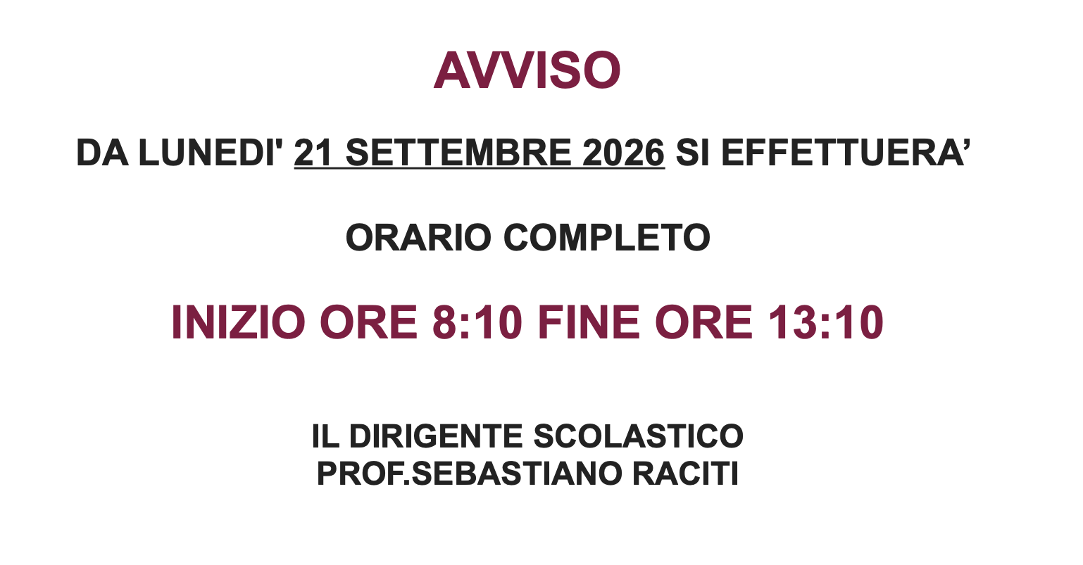 Avviso ORARIO COMPLETO